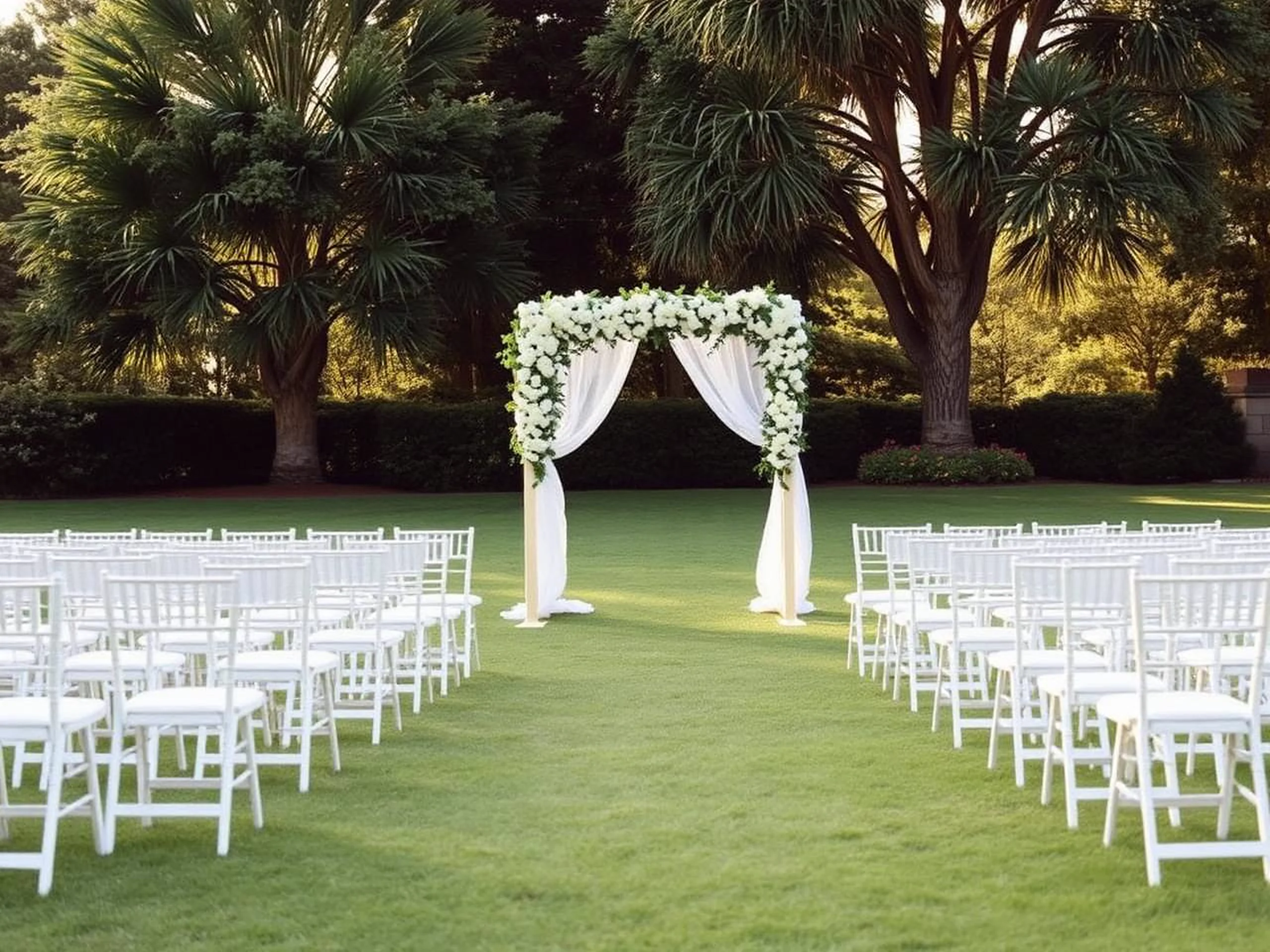 Outdoor wedding event setup